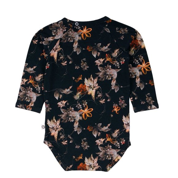 Musli Onsie, black and floral, ruffle neckline - Picture 3 of 3